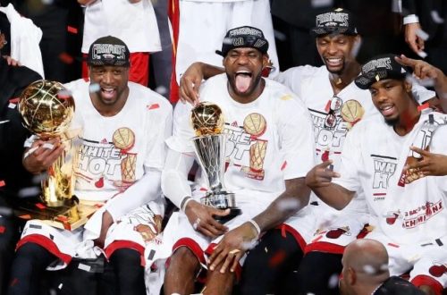 LeBron James, Dwyane Wade et Chris Bosh champions NBA en 2012