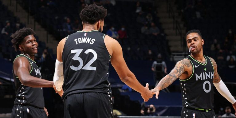 Anthony Edwards - Karl-Anthony Towns - D'Angelo Russell, le trio des Timberwolves