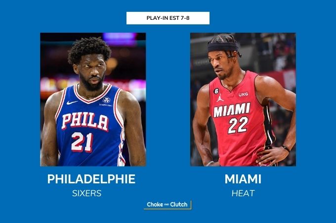 Affiche du play-in tournament NBA entre les Philadelphie 76ers et le Miami Heat