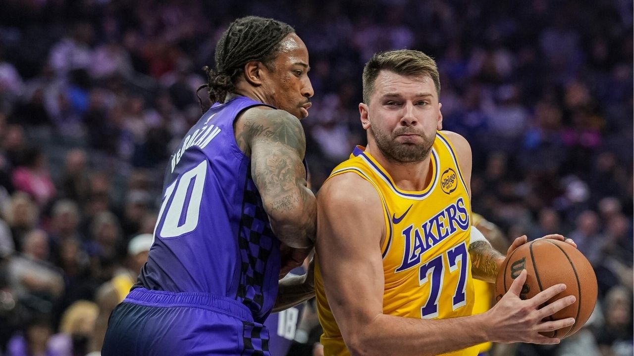 Luka Doncic défendu par DeMar DeRozan